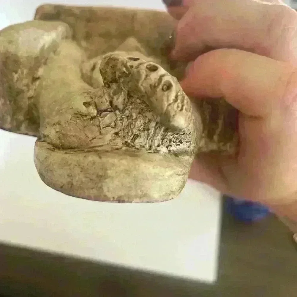 Ugly Ogre Troll Upside Down Large Feet Stone Statue